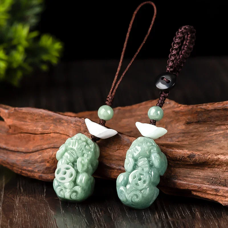 Men Accessories Pendant - Birmanya Zümrüt Pixiu Yuanbao Telefon Zinciri