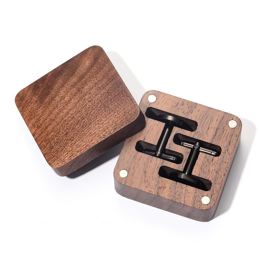 Men Accessories Gift Box - Ceviz Ağacı Kol Düğmesi Kutusu, Ahşap