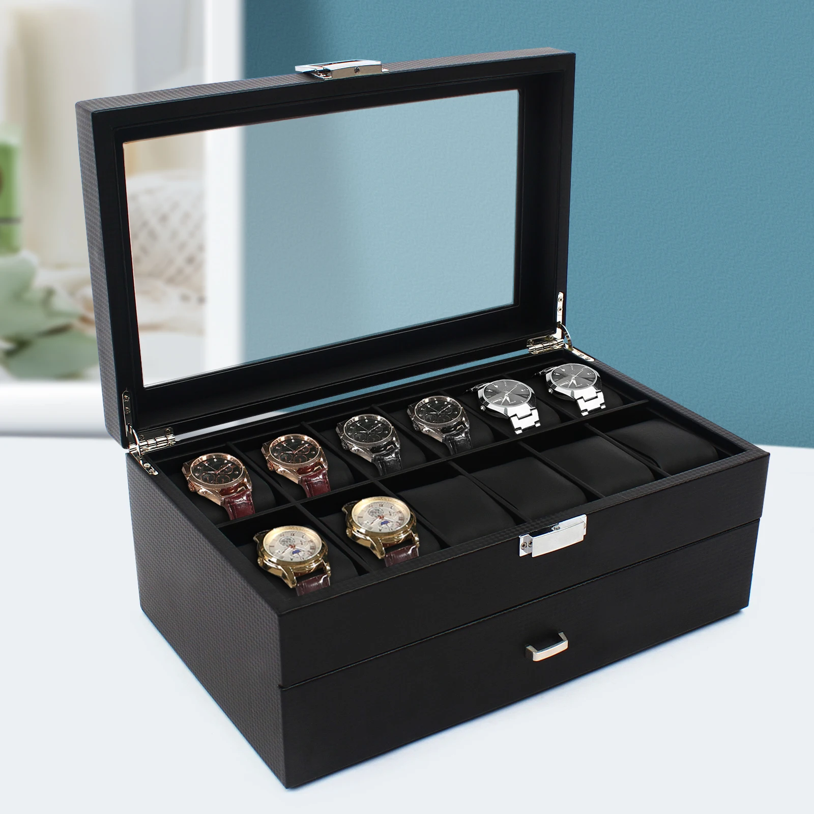 Men Accessories Gift Box - YENI 2 Katmanlar 24 Bölmeli Saat
