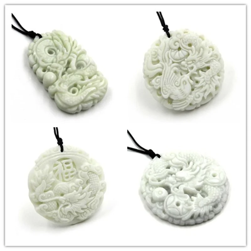 Doğal Beyaz yeşim Ejderha Phoe - Men Accessories Pendant incelemesi ve fiyatı