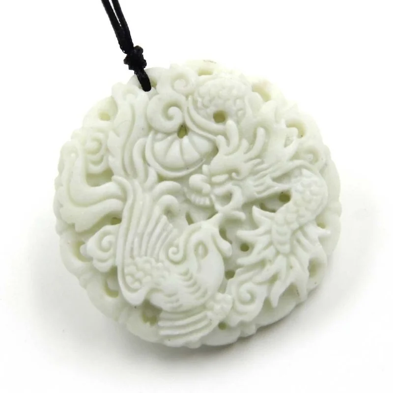 Doğal Beyaz yeşim Ejderha Phoe - Men Accessories Pendant incelemesi ve fiyatı