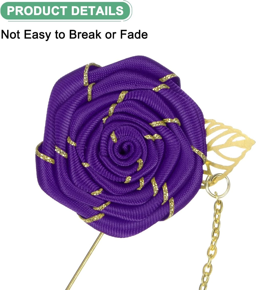 Altın Yapraklı Gül Çiçeği Broş - Men Accessories For Wedding incelemesi ve fiyatı