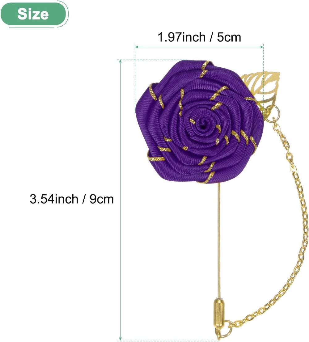 Altın Yapraklı Gül Çiçeği Broş - Men Accessories For Wedding incelemesi ve fiyatı
